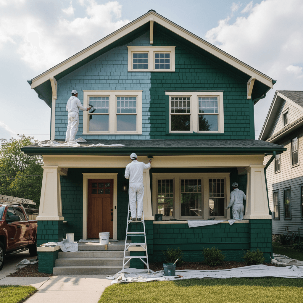 Freshly painted house exterior with clean siding and trim