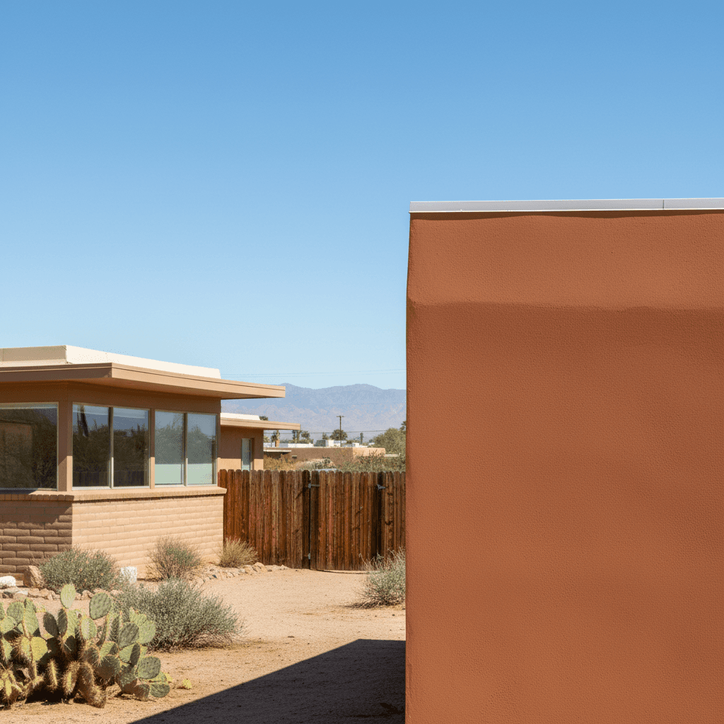A freshly painted exterior wall with a clean, sharp edge against the trim