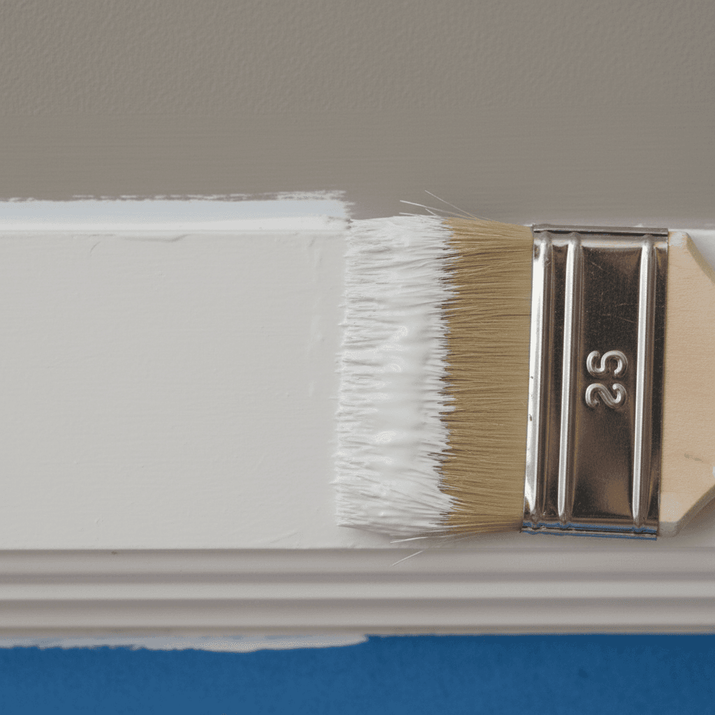 Paintbrush detailing the edge of exterior trim