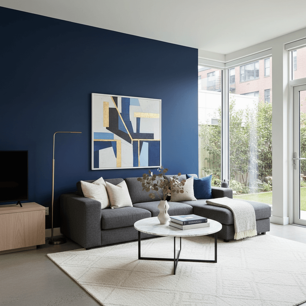 Bold accent wall in a modern living room