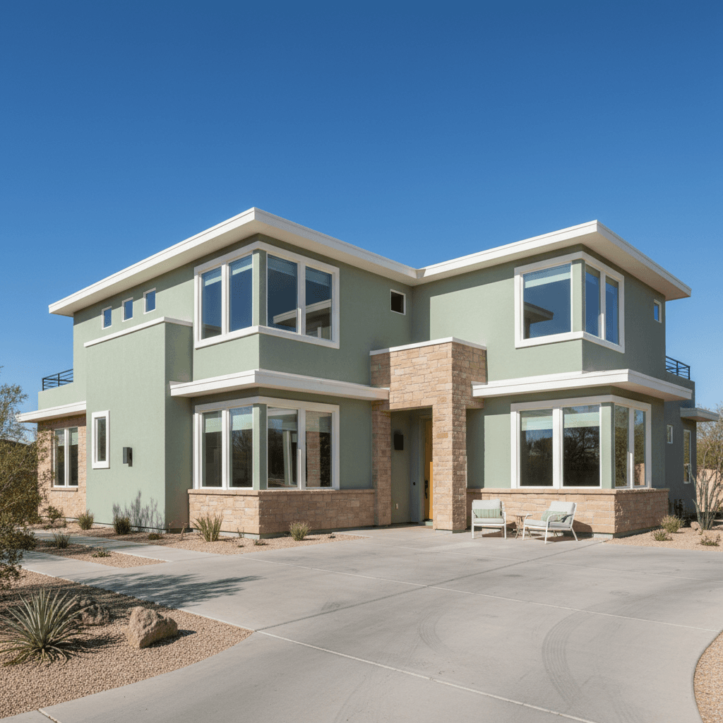 Freshly painted desert contemporary home exterior in Scottsdale