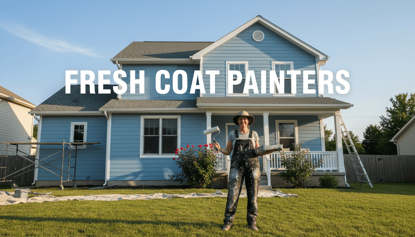 Professional painter standing in front of a freshly painted home exterior