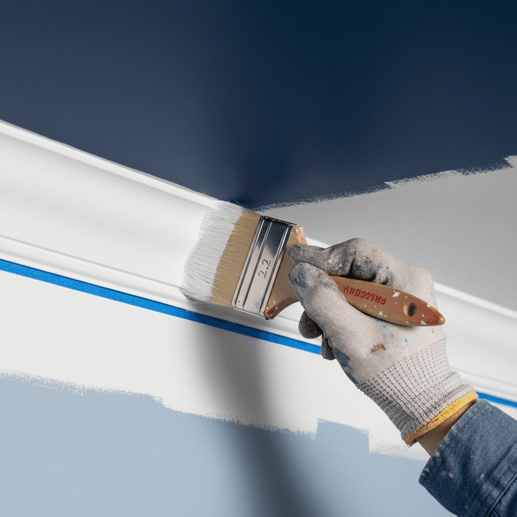 Painter cutting in a precise trim line