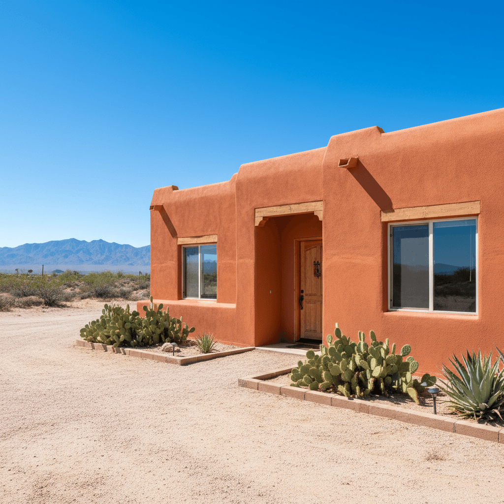Freshly painted desert home exterior on a sunny day