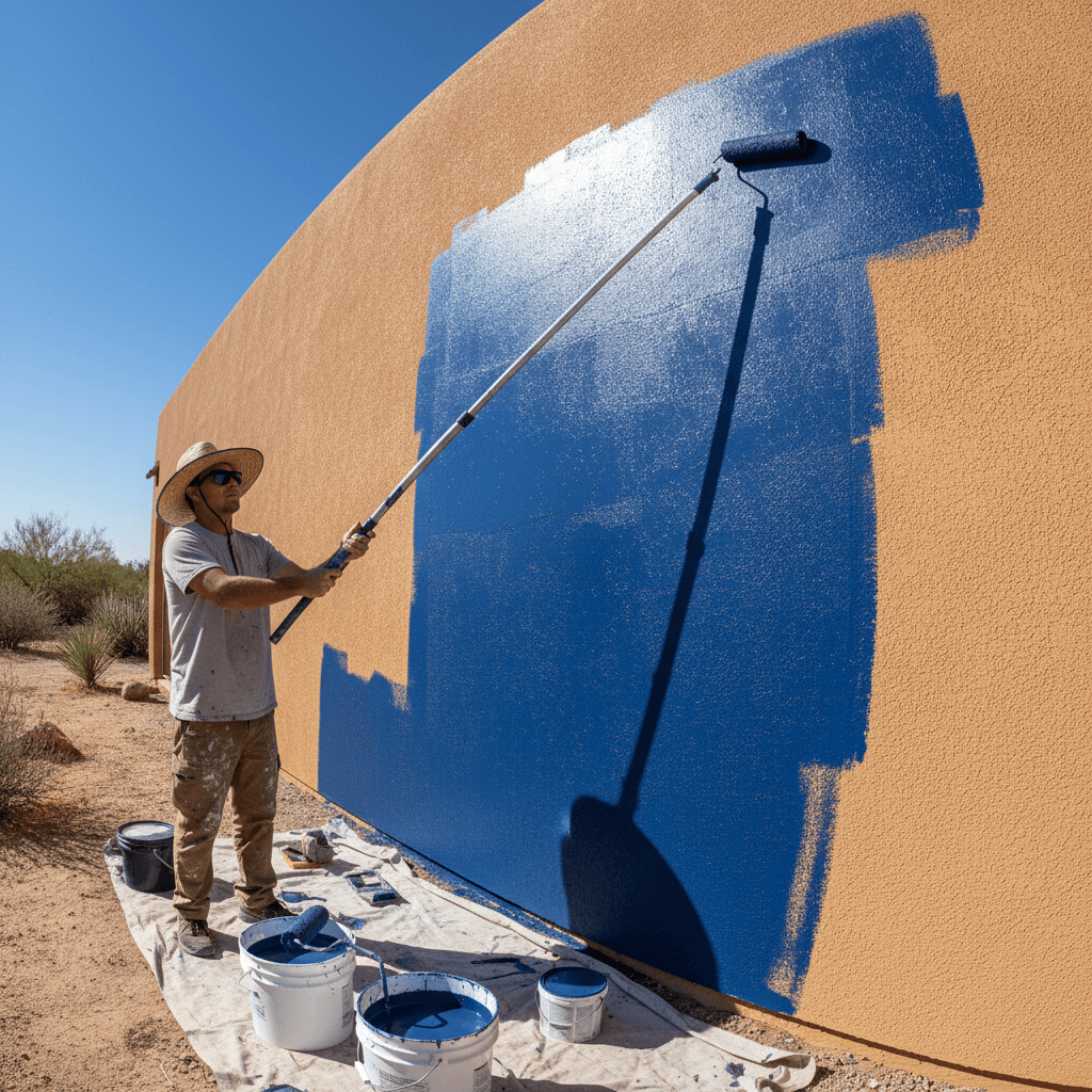 Applying a smooth top coat to exterior residential wall