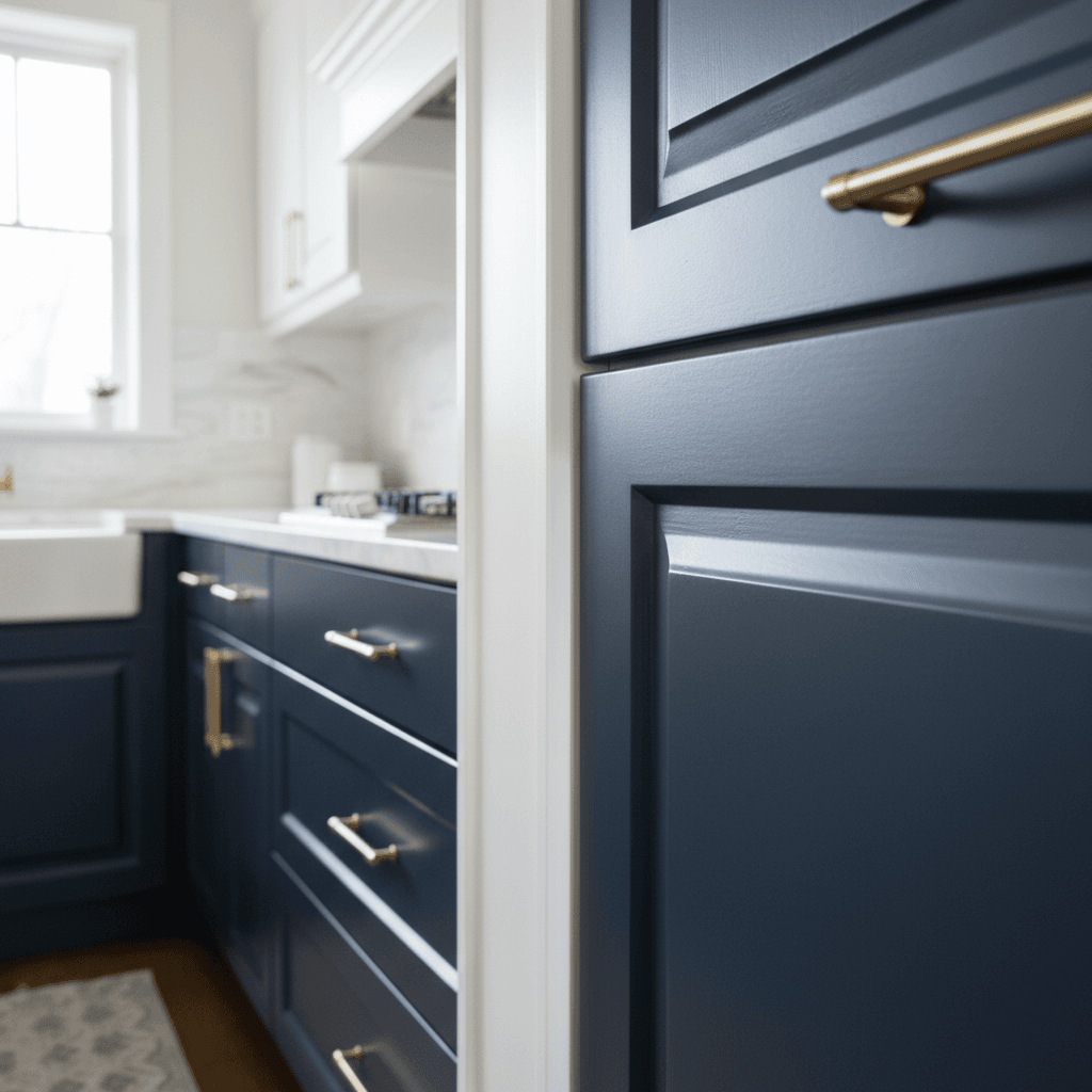 Clean paint edge on cabinet trim