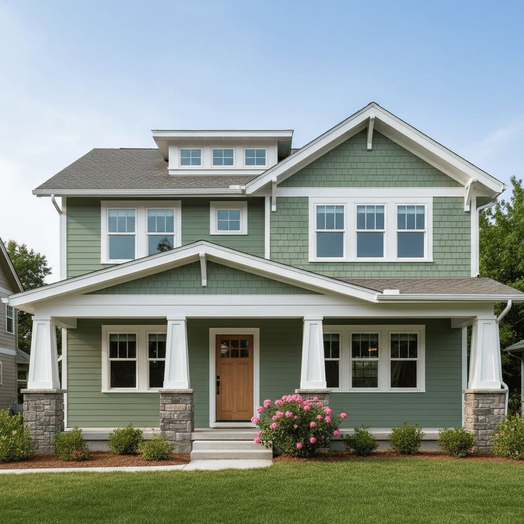 Freshly painted house exterior with crisp trim lines