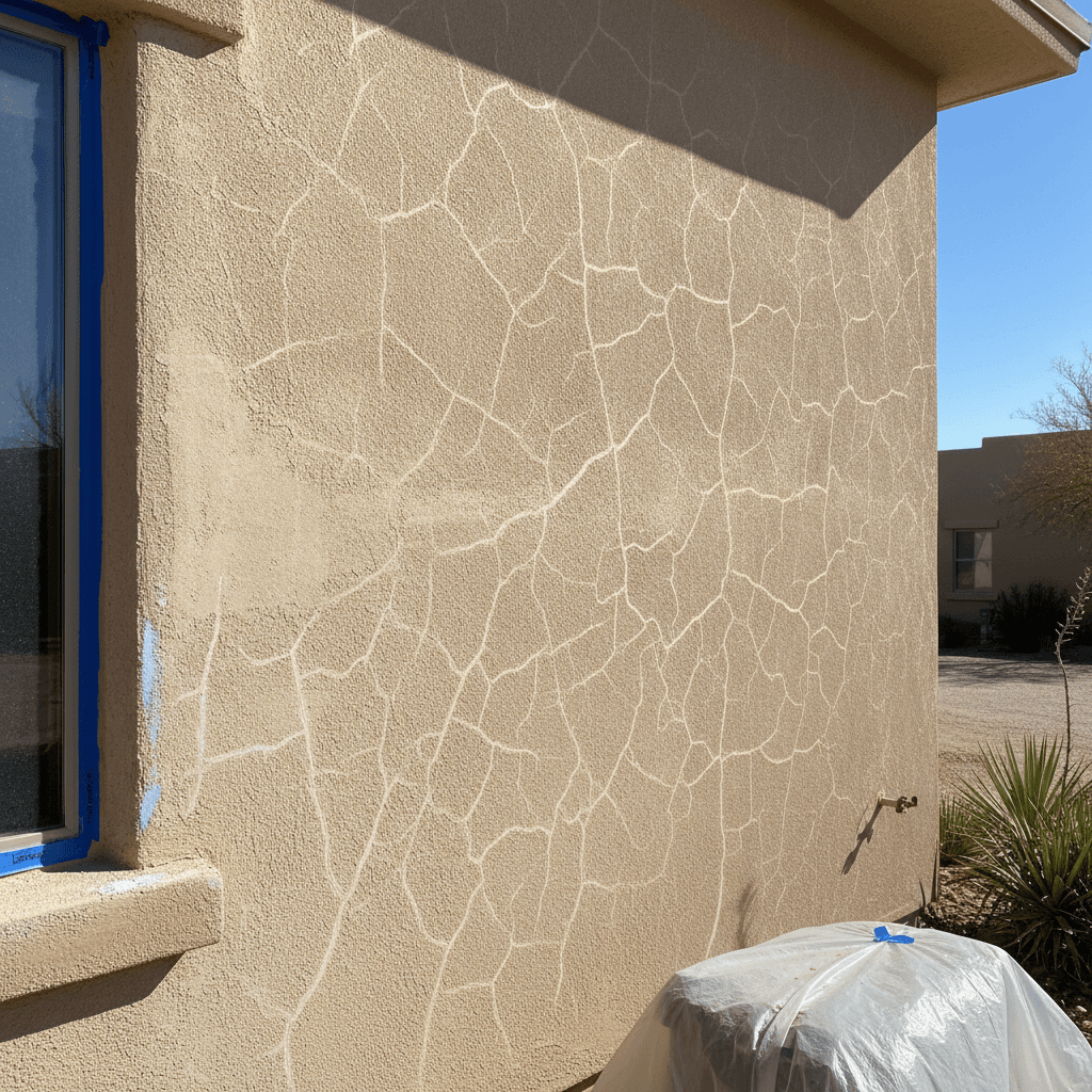 Close-up of textured stucco wall surface on a desert home