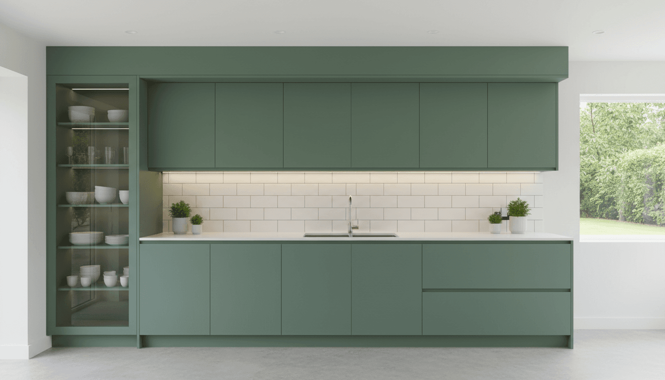 Freshly painted kitchen cabinets with a smooth, factory-like finish