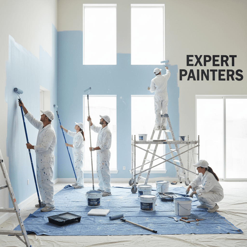 Painting crew working on interior walls