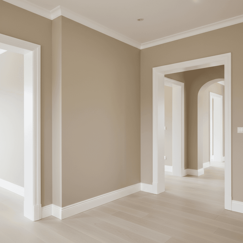 Painted hallway with sharp corners and a smooth satin finish
