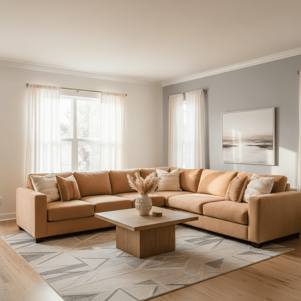 Freshly painted living room with crisp white walls and a gray accent wall