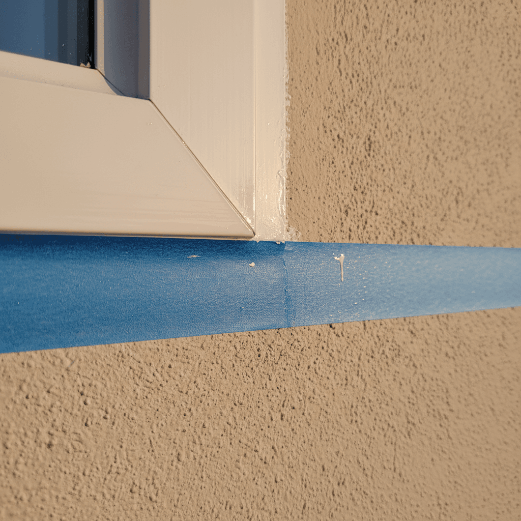 Crisp paint line between trim and wall on a finished exterior