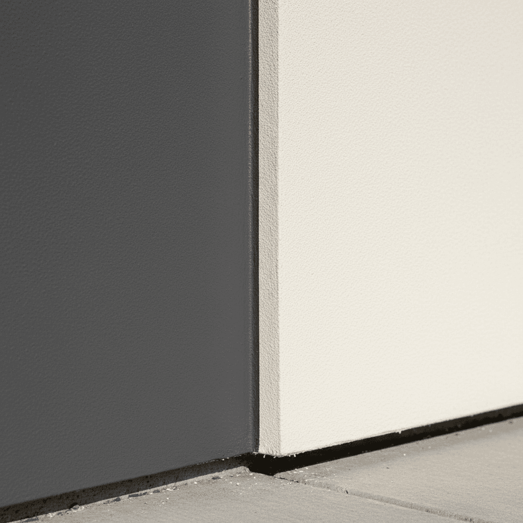 Crisp painted edge line on a house exterior corner