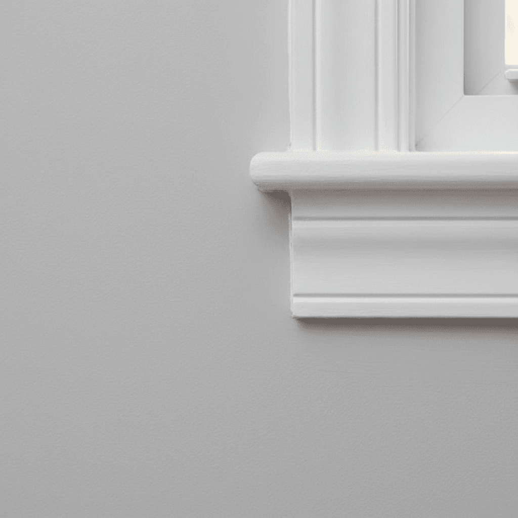 Close up of crisp white trim and baseboard