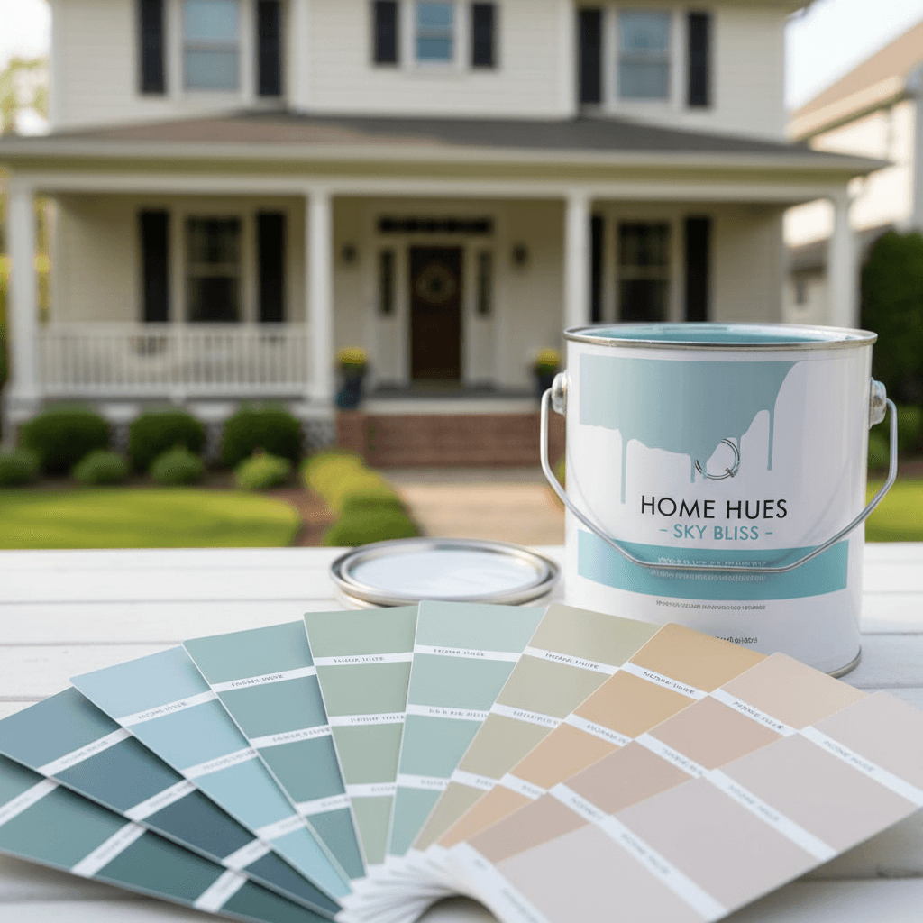 Sherwin-Williams paint color swatches next to a paint can
