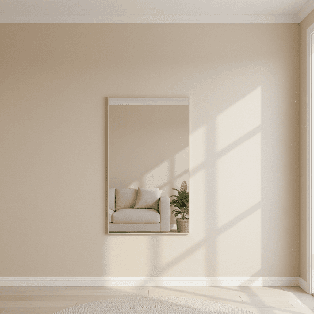 Freshly painted living room wall in a warm neutral tone